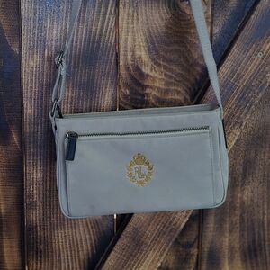 Vintage RARE Y2K Lauren Ralph Lauren Cream Crossbody Gold Crest